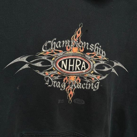 Y2K Nhra Championship Drag Racing Fire Flames Hoodie In Black - Picture 2 of 4